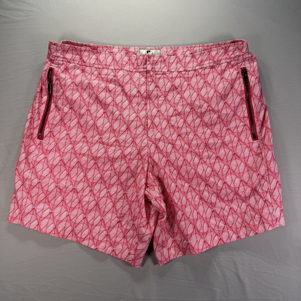Ted Baker Swim Shorts Mens 6 Pink Geometric Zipper Pockets Trunks Boardshorts